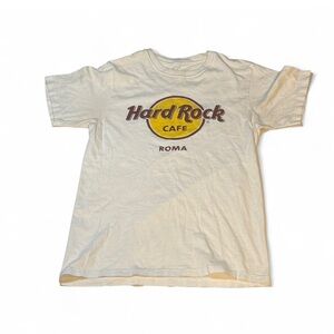 Hard Rock Cafe Roma White and Yellow Tee